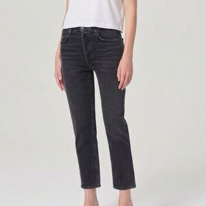 Agolde Straight Leg Jeans in Washed Black